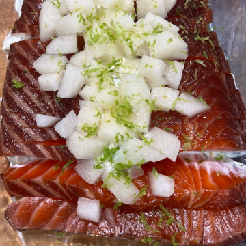 Asian-Cured Ocean Trout with Cilantro Crème Fraiche