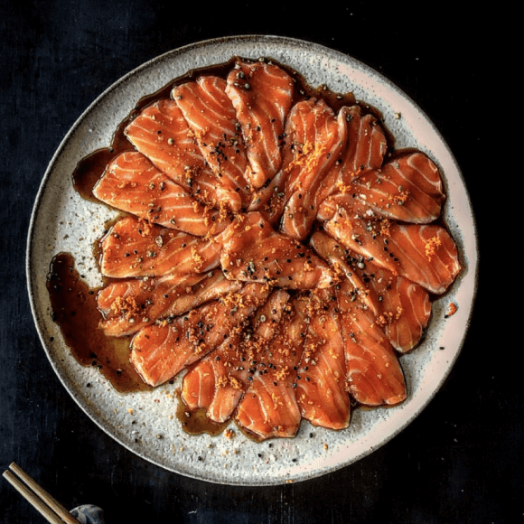 Ōra King Salmon Sashimi with Yuzu and Fresh Turmeric