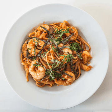 Spicy Shrimp & Mushroom Pasta with Kanzuri