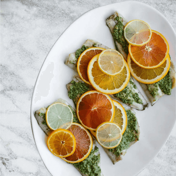 Roasted Branzino with Citrus Pesto