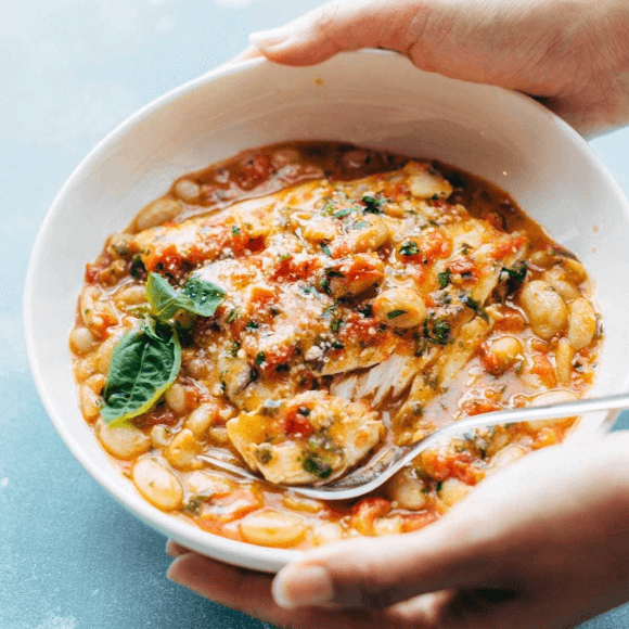 Garlic Basil Barramundi with Tomato Butter Sauce