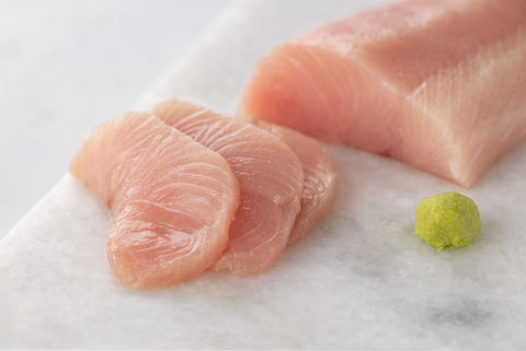 Hamachi saku with slices in front