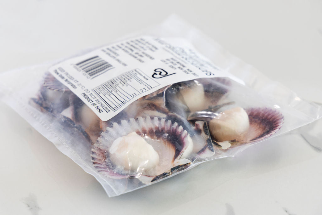 Scallops (half shell, raw), fzn