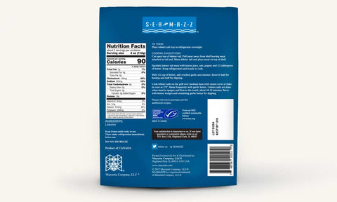 Blue package with nutrition facts and branding on a white background