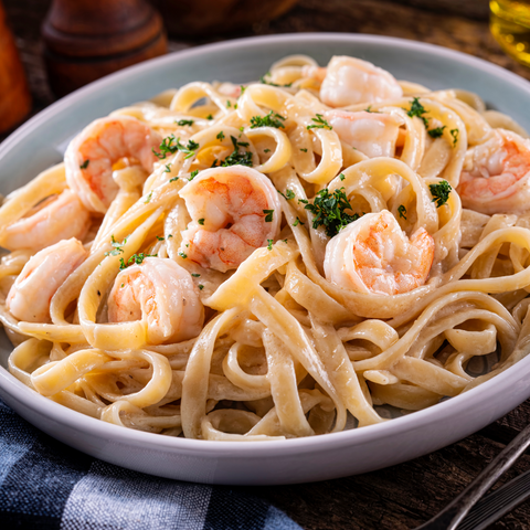 bowl of shrimp pasta