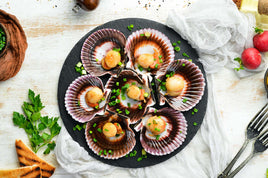 Scallops (half shell, raw), fzn